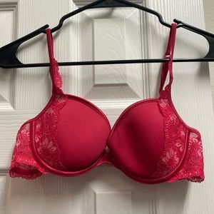 Victoria’s Secret 34B bright pink lace Demi Angels bra. Very comfortable